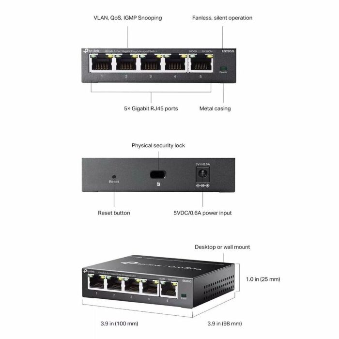 TP-LINK Omada ES205G Switch Gestionado 5 Puertos Gigabit, Integración con Omada SDN, VLAN, IGMP Snooping 7 TP-LINK Omada ES205G Switch Gestionado 5 Puertos Gigabit, Integración con Omada SDN, VLAN, IGMP Snooping 7