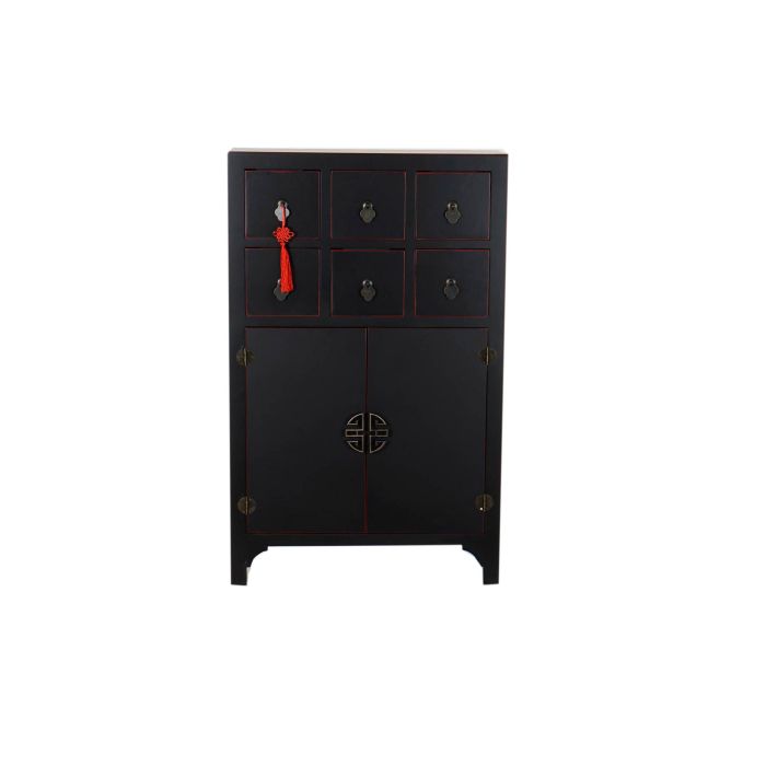 DKD Home Decor Cajonera Oriental Masako con 6 Cajones y 2 Puertas de Madera de Abeto y MDF, Negro y Rojo, 63x27x101 cm 5 DKD Home Decor Cajonera Oriental Masako con 6 Cajones y 2 Puertas de Madera de Abeto y MDF, Negro y Rojo, 63x27x101 cm 5