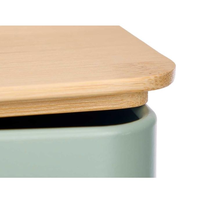 Kinvara Panera de Metal Verde Menta con Tapa de Bambú 33 x 13 x 18 cm (4 Unidades) 2 Kinvara Panera de Metal Verde Menta con Tapa de Bambú 33 x 13 x 18 cm (4 Unidades) 2