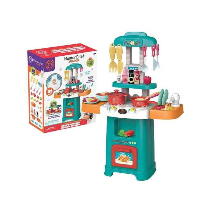 Famosa Cocina electrónica de Juguete MasterChef Jr con 31 accesorios, luces y sonidos, 61 cm alto - Ideal para niños +3 años Famosa Cocina electrónica de Juguete MasterChef Jr con 31 accesorios, luces y sonidos, 61 cm alto - Ideal para niños +3 años