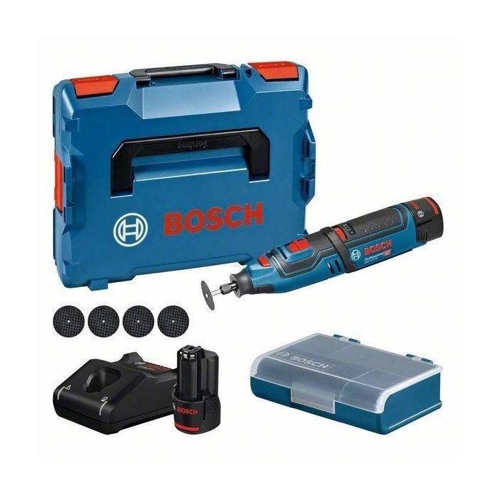 Bosch Professional Gro 12V-35 Herramienta rotativa multifunción 35.000 rpm, 12V, incluye 2 baterías 2,0Ah, en L-BOXX con LED 2 Bosch Professional Gro 12V-35 Herramienta rotativa multifunción 35.000 rpm, 12V, incluye 2 baterías 2,0Ah, en L-BOXX con LED 2