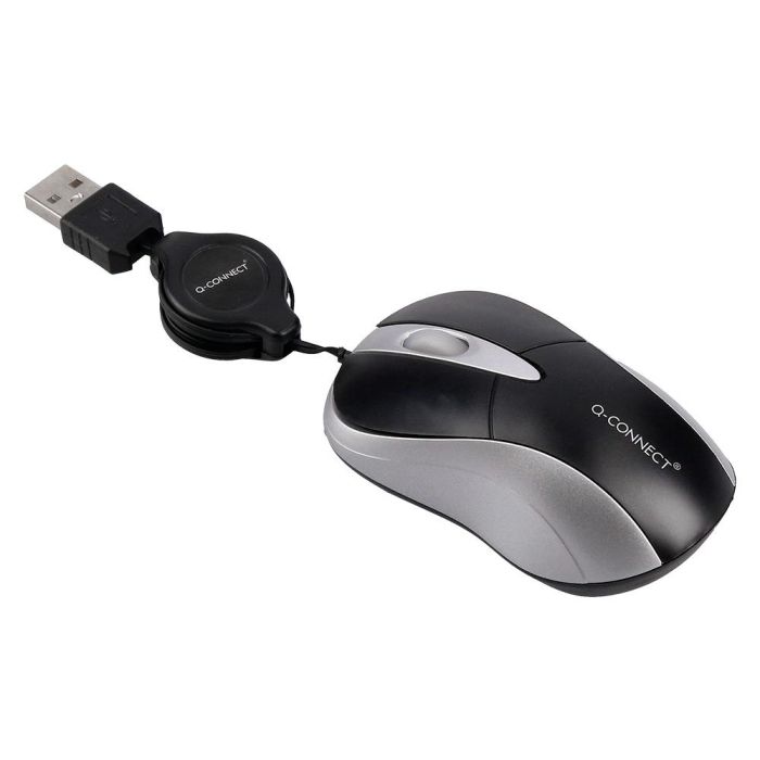 Raton Q-Connect Mini Optico 800 Dpi Retractil Usb 1,5 grhz Negro 4