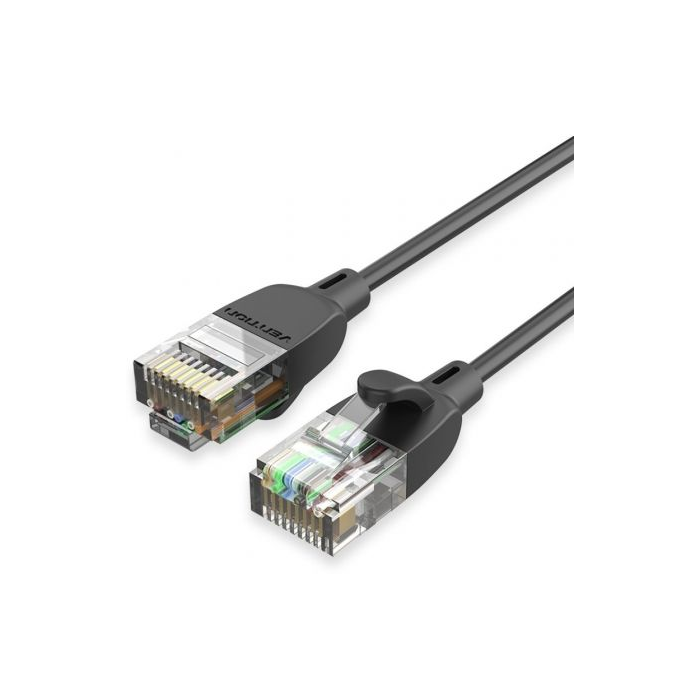 Vention IBIBD Cable de Red RJ45 UTP Cat.6A 50cm Negro - Ultrafino, 10 Gbps, 500 MHz, Cobre Libre Oxígeno