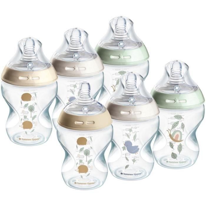 Tommee Tippee Closer to Nature Pack de 6 Biberones 260ml con Tetina Anticólicos, Imita Pecho Materno y Silicona Suave, Sin BPA 0 Tommee Tippee Closer to Nature Pack de 6 Biberones 260ml con Tetina Anticólicos, Imita Pecho Materno y Silicona Suave, Sin BPA 0