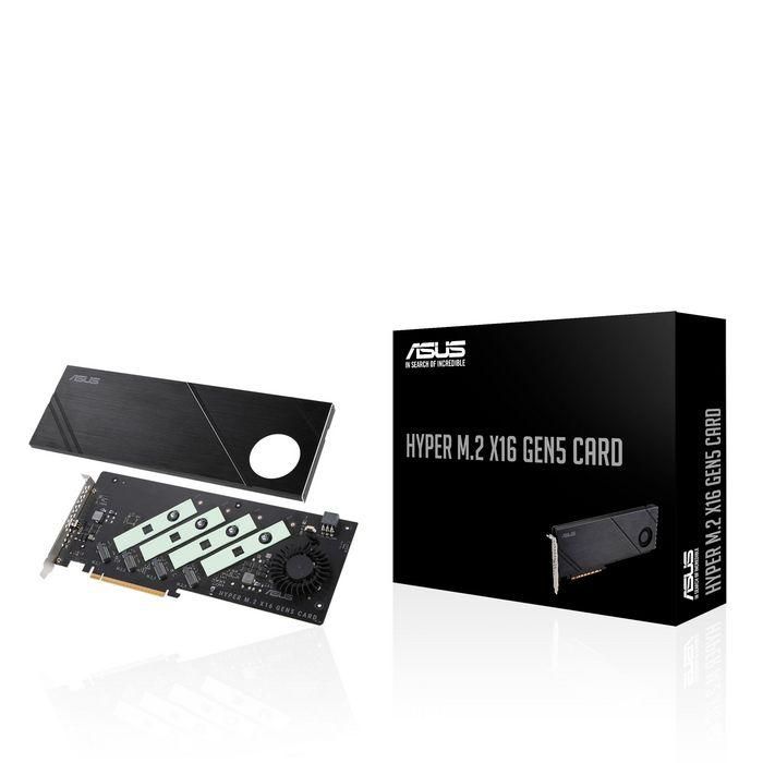 Asus Hyper M.2 x16 Gen5 Card Tarjeta PCIe 5.0 x16, 4 x M.2 slots, Soporte RAID, 512Gbps