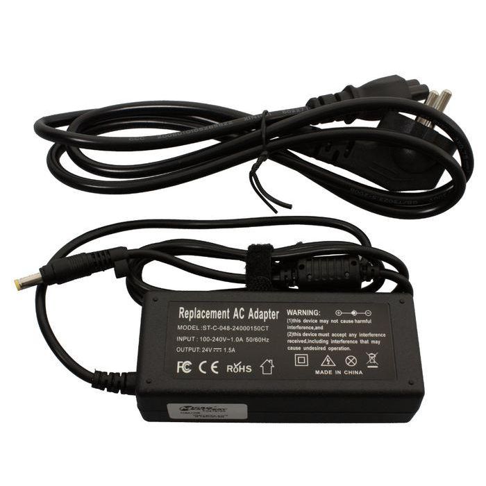 CoreParts Adaptador de Corriente para HP Scanner 36W 24V 1.5A Conector 4.8*1.7mm, Incluye Cable de Alimentación EU