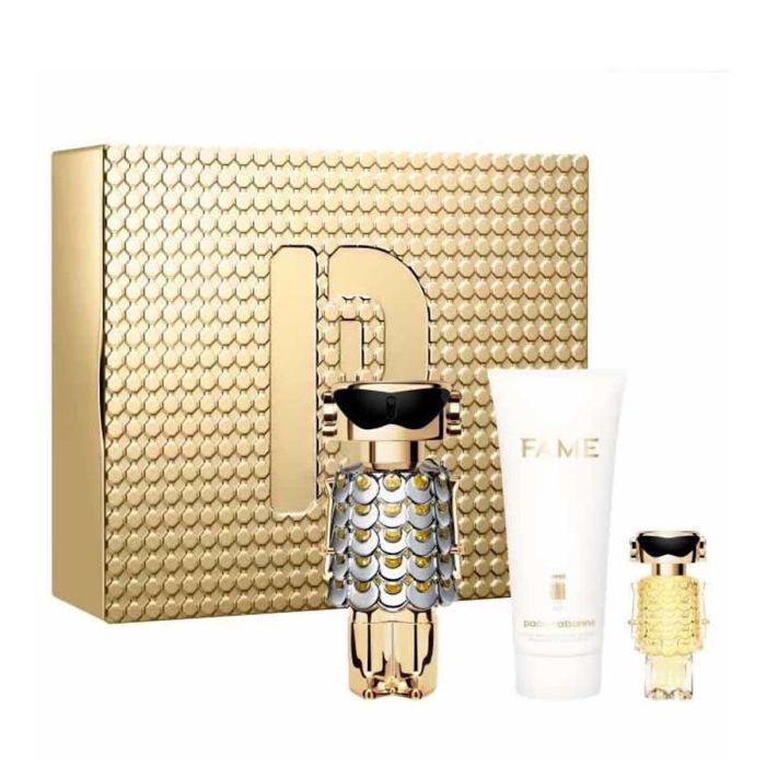 PACO RABANNE Fame Eau de Parfum 80 ml + Loción Corporal Perfumada 100 ml + Miniatura 4 ml para Mujer PACO RABANNE Fame Eau de Parfum 80 ml + Loción Corporal Perfumada 100 ml + Miniatura 4 ml para Mujer