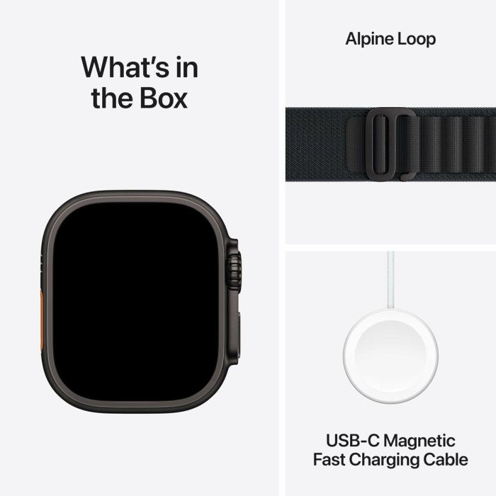 Apple Watch Ultra 3 Titanium Cellular 49mm, Caja de Titanio con Correa Alpine Loop Negra, Talla L 1