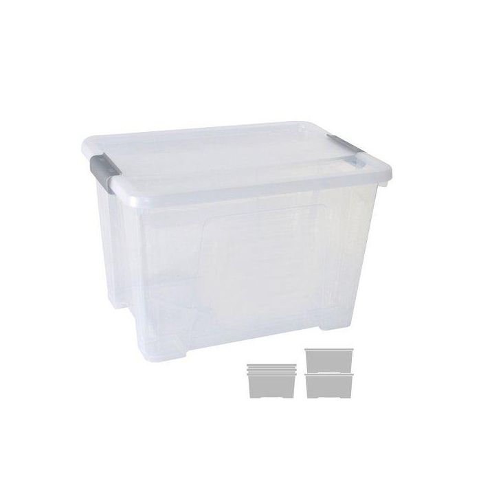 Caja Almacenamiento A.2000 Con Tapa 20 Litros De Pp Apilable Cristal Transparente