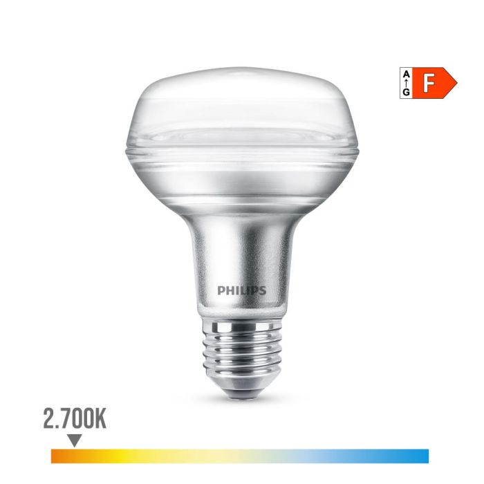 Bombilla reflectora led cla 36d 8w r80, 670im e27 2700k. philips