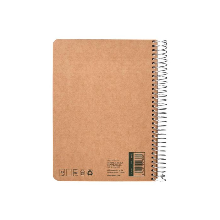 Cuaderno Espiral Liderpapel Din A5 Tapa Cartulina Kraft Contracolada 120H Papel 100% Reciclado 80 gr Liso 4