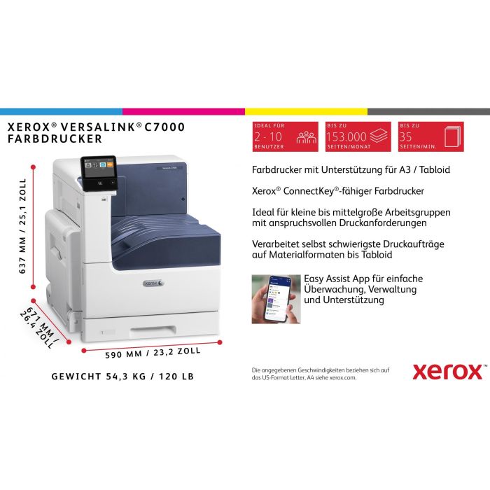 Xerox Versalink C7000V_N Impresora Láser a Color Tamaño A3 Velocidad 35ppm Xerox Versalink C7000V_N Impresora Láser a Color Tamaño A3 Velocidad 35ppm