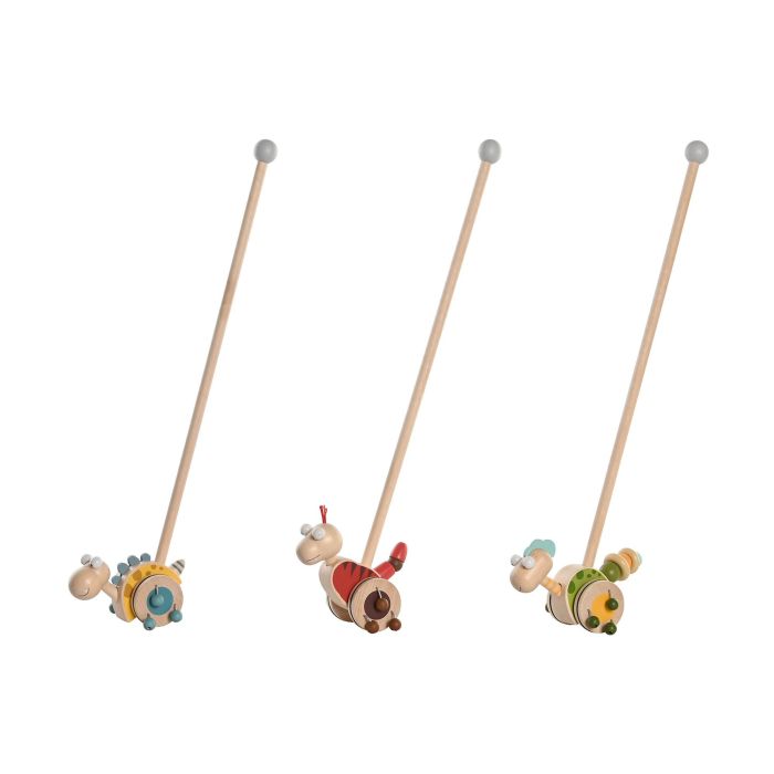 DKD Home Decor Juguete de Dinosaurio Kids Multicolor Madera ABS con Movimiento y Desmontable, 10x55x14cm, 12 Unidades Surtidas