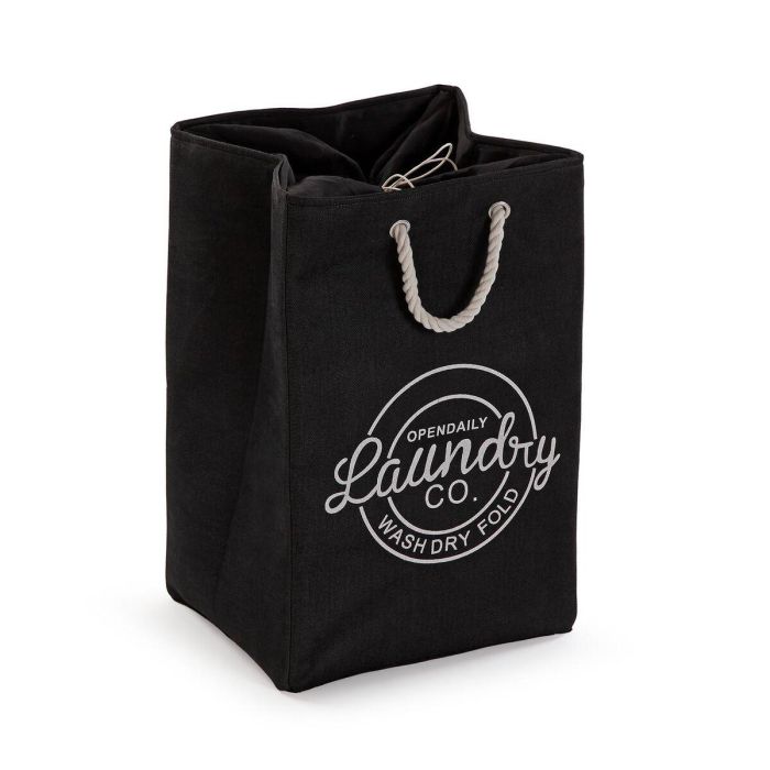 Cesto para la Ropa Sucia Versa Negro Poliéster PVC Metal EVA 30 x 55 x 36 cm 0 Cesto para la Ropa Sucia Versa Negro Poliéster PVC Metal EVA 30 x 55 x 36 cm 0