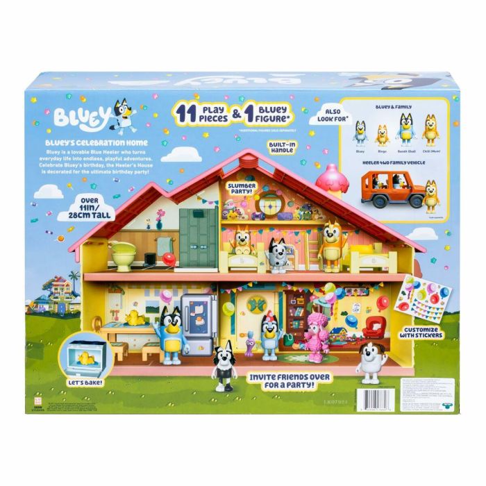 Casa de celebraciones de bluey. con 11 accesorios, muebles quita y pon ,más 1 figura exlusiva bluey 1