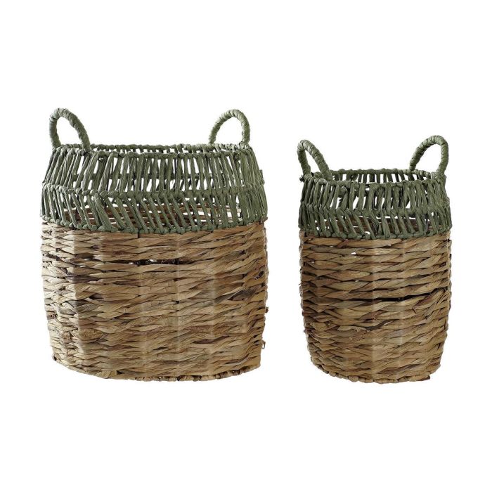 Cesta Balines DKD Home Decor Natural Verde 33 x 40 x 33 cm Set de 2