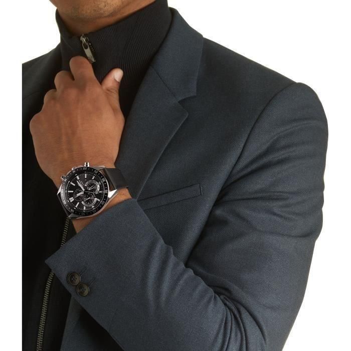 Casio EDIFICE Reloj de Cuero Genuino Negro 1