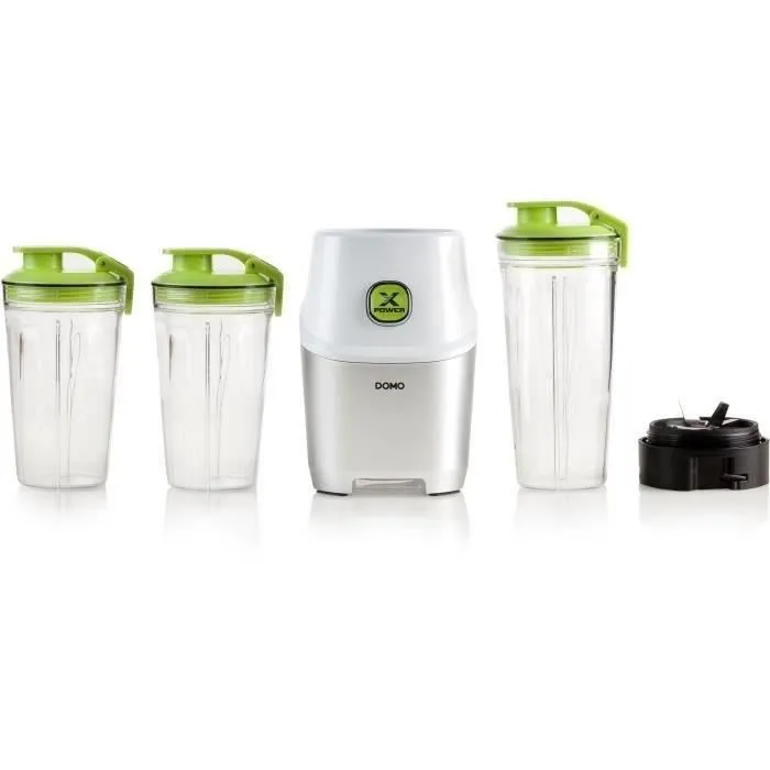 Domo DO700BL X POWER Extractor de Nutrientes Licuadora Batidora Blanco 900W 2 Botellas Incluidas 1