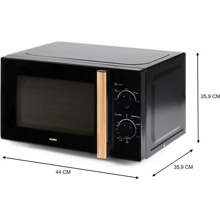 Horno microondas DOMO DO2820 - 20L - 700W - Temporizador 35 min - Función descongelación - L44 x P35,8 x H 25,8 cm - Acabado en madera negra 3