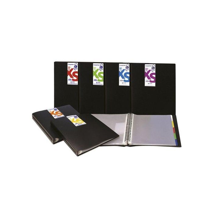 Carpeta Fundas (Tarifario) Grafoplas Espiral Pp In&Out Xs A4 40 F. Opaco Negro (Set de 4)