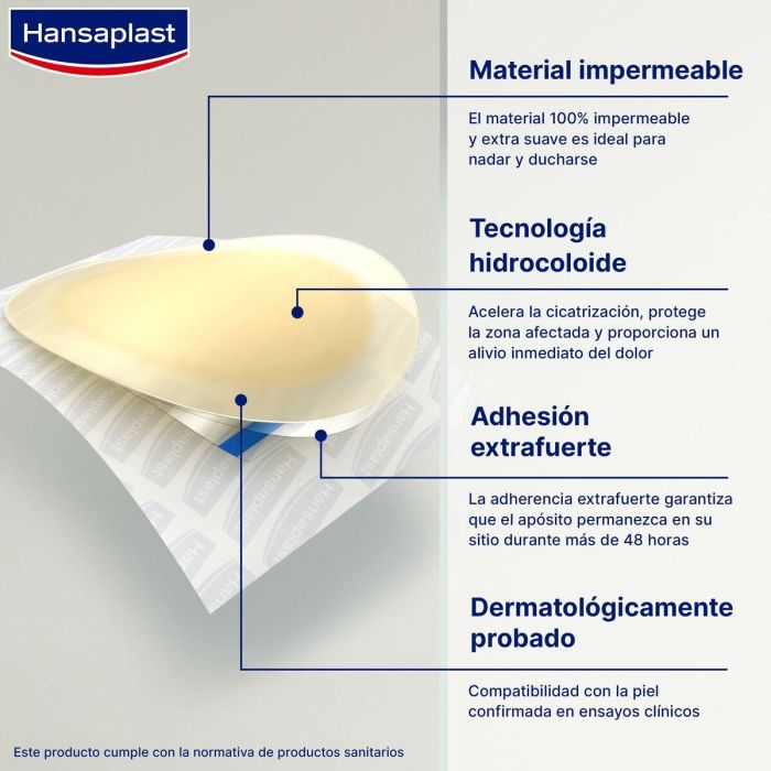 Hansaplast HP FOOT EXPERT Apósito Ampollas Grande con Gel Activo Hidrocoloide, Alivio Dolor y Cicatrización 6 Unidades 4