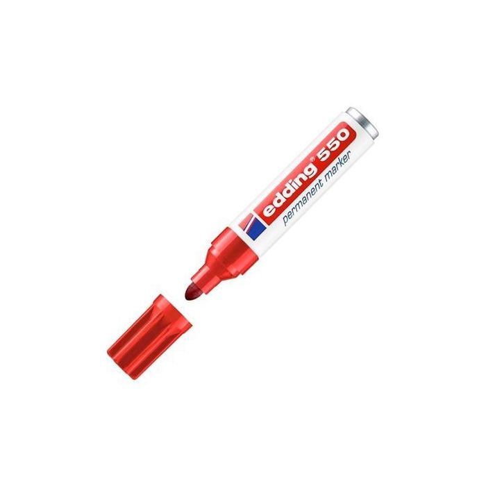 Edding 550 Marcador Permanente de Punta Redonda Rojo para Múltiples Superficies (10 Unidades) (10 Unidades)