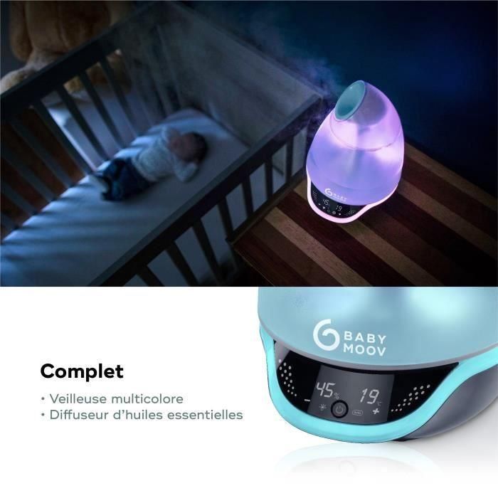 Babymoov Hygro Humidifier Vapor Frío, 7 Colores Luz Nocturna, Difusor Aceites Esenciales, Ajuste Humedad Automático/Manual, Pantalla LCD para Bebé 4 Babymoov Hygro Humidifier Vapor Frío, 7 Colores Luz Nocturna, Difusor Aceites Esenciales, Ajuste Humedad Automático/Manual, Pantalla LCD para Bebé 4