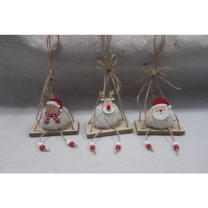 Decoracion Colgante Navidad Tradicional DKD Home Decor Blanco Natural 5 x 28 x 11 cm (12 Unidades)