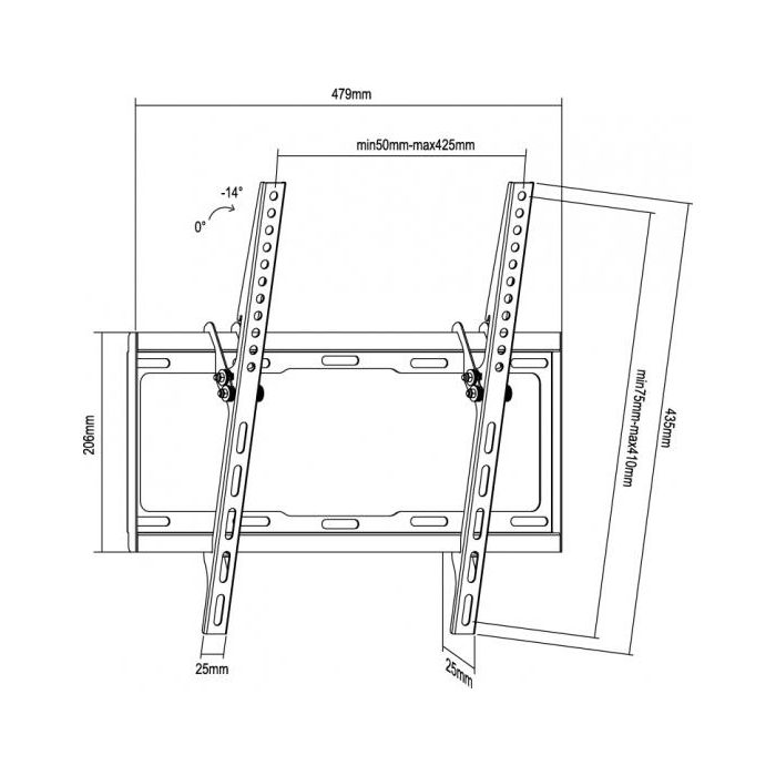 Equip Soporte de Pantalla Inclinable para TV de 32 a 55 Pulgadas VESA 400x400mm 35Kg Acero 1 Equip Soporte de Pantalla Inclinable para TV de 32 a 55 Pulgadas VESA 400x400mm 35Kg Acero 1