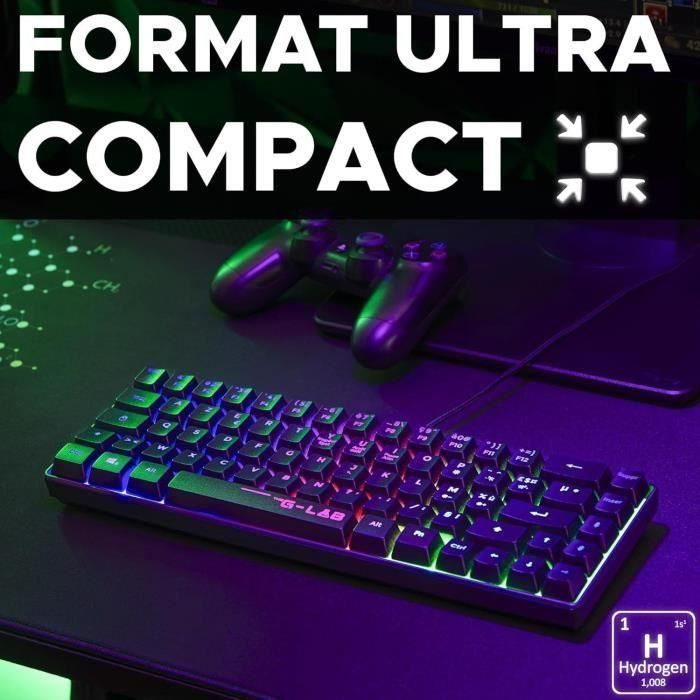Teclado para juegos - THE G-LAB - KEYZ-HYDROGEN/FR - 60% Membrana negra 2 Teclado para juegos - THE G-LAB - KEYZ-HYDROGEN/FR - 60% Membrana negra 2