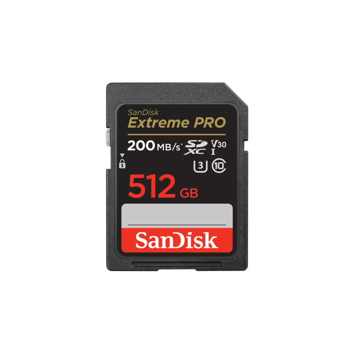 Sandisk Tarjeta SDXC Extreme PRO de 512 GB, 200 MB/s de Lectura, 140 MB/s de Escritura, Clase 10, U3, V30 Sandisk Tarjeta SDXC Extreme PRO de 512 GB, 200 MB/s de Lectura, 140 MB/s de Escritura, Clase 10, U3, V30