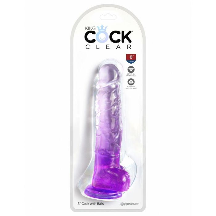 Consolador Realista Pipedream King Cock Clear TPE Morado 1
