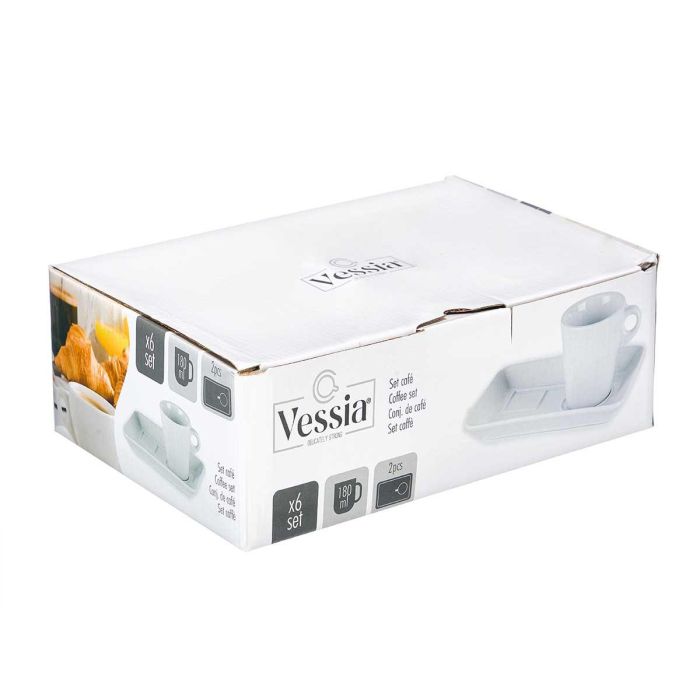 Set Taza + Plato Cafe 180 Ml Vessia 10X8CM (24 Unidades) 2 Set Taza + Plato Cafe 180 Ml Vessia 10X8CM (24 Unidades) 2