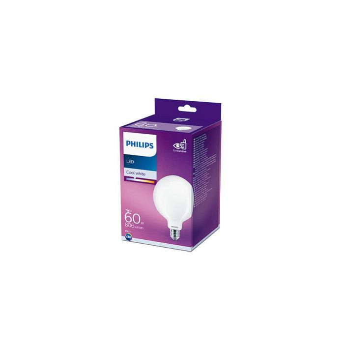 Philips PH-929002025301 Bombilla LED E27 G120 7W 806Lm 4000K, Luz Blanca Neutra para Hogar y Local