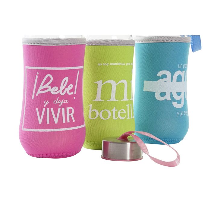 DKD Home Decor Botella Azul Rosa Cristal 6.5 x 16.5 x 6.5 cm (12 Unidades) 1