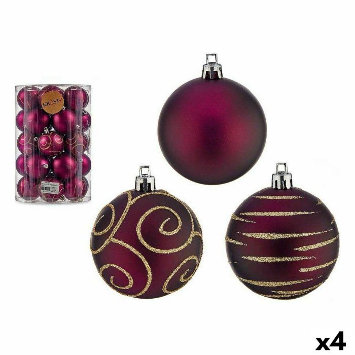Set de Bolas de Navidad Krist+ Morado PVC Ø 6 cm (4 Unidades)