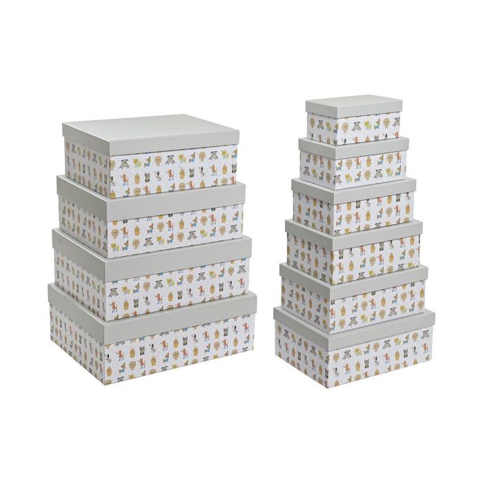 Caja Kids DKD Home Decor Blanco Multicolor 33.5 x 15.5 x 43.5 cm Set de 10 Caja Kids DKD Home Decor Blanco Multicolor 33.5 x 15.5 x 43.5 cm Set de 10