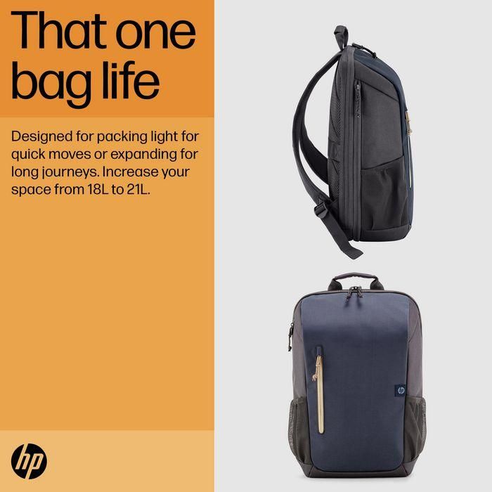 HP Mochila para portátil de viaje 18 litros, 15.6 pulgadas, color Azul Noche