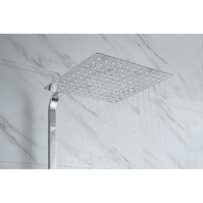 Oceanic Columna de Ducha Mezclador Termostático - Cabezal Cuadrado 30x30 cm Extraplano - Altura Regulable - Ducha de Mano - Cromo 2 Oceanic Columna de Ducha Mezclador Termostático - Cabezal Cuadrado 30x30 cm Extraplano - Altura Regulable - Ducha de Mano - Cromo 2