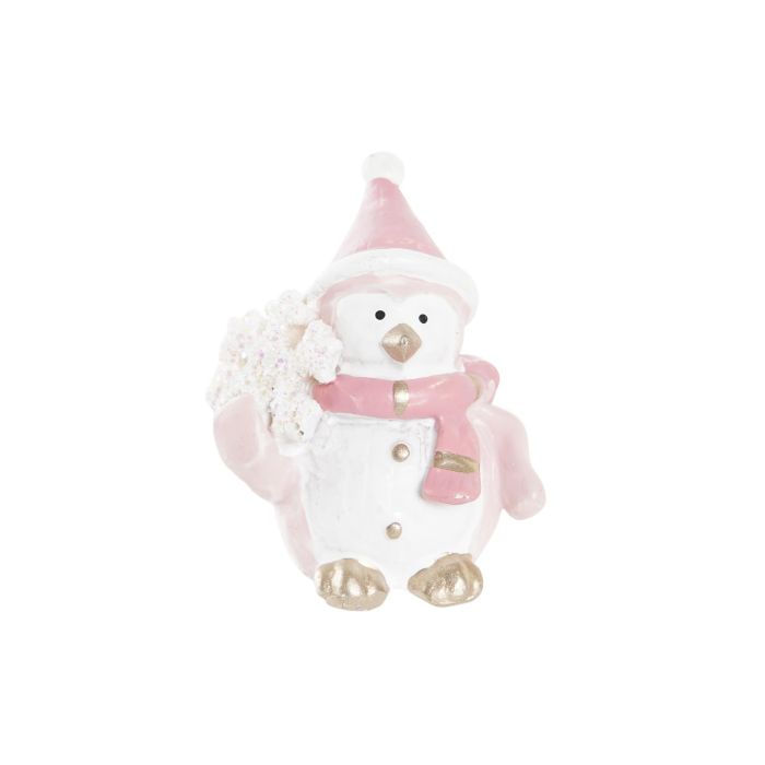 Figura Navidad Fantasia DKD Home Decor Rosa Blanco 2.5 x 4 x 3.5 cm (4 Unidades) 2