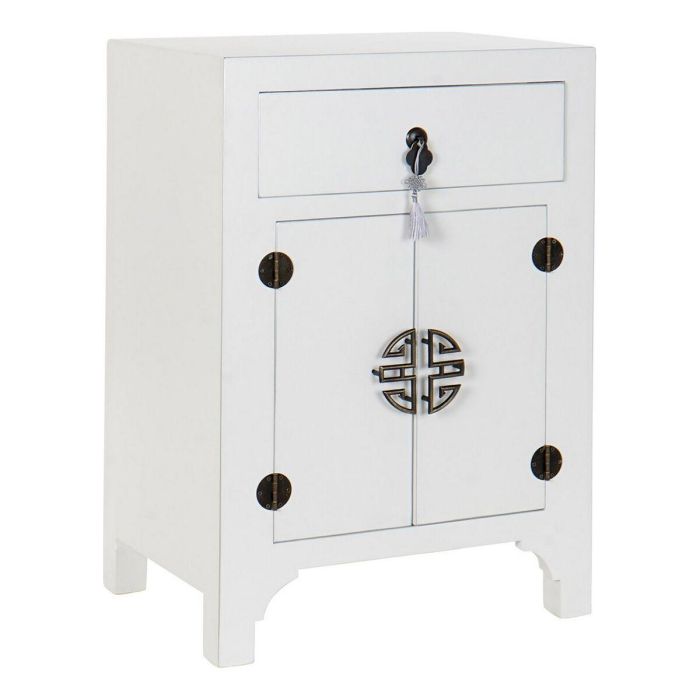 Mesita De Noche Oriental DKD Home Decor Blanco Plateado 34 x 66 x 45 cm Mesita De Noche Oriental DKD Home Decor Blanco Plateado 34 x 66 x 45 cm