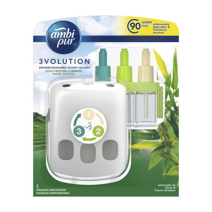 Ambipur Ambientador Eléctrico 3volution Aroma Tatami Japonés con 3 Fragancias, Aparato + Recambio 21 ml 0 Ambipur Ambientador Eléctrico 3volution Aroma Tatami Japonés con 3 Fragancias, Aparato + Recambio 21 ml 0
