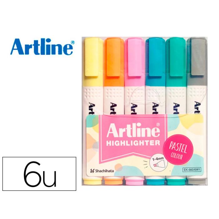 Rotulador Artline Fluorescente Ek-660 Colores Pastel Bolsa De 6 Unidades Colores Surtidos