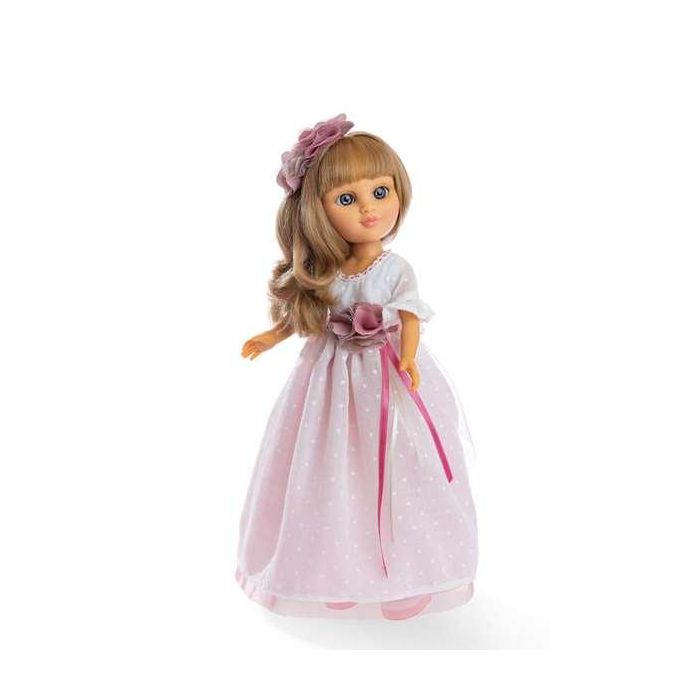 Muñeca comunión sofy rubia vestido plumeti blanco 43cm