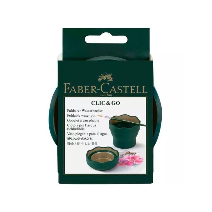 Faber Castell Vaso Plegable Para El Agua Clic&Go Verde Oscuro