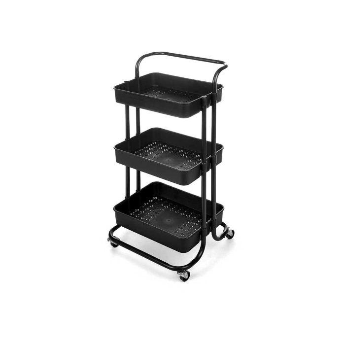 Kinvara Carro Organizador Plástico Negro 3 Pisos 42 x 35.5 x 86 cm 1