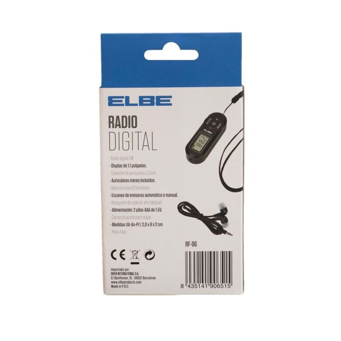 Radio Portátil Digital ELBE RF96 Negro FM 2