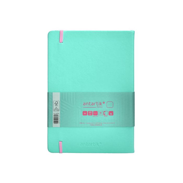 Cuaderno Con Gomilla Antartik Notes Tapa Dura A5 Hojas Lisas Rosa Y Turquesa 100 Hojas 80 gr Fsc 2