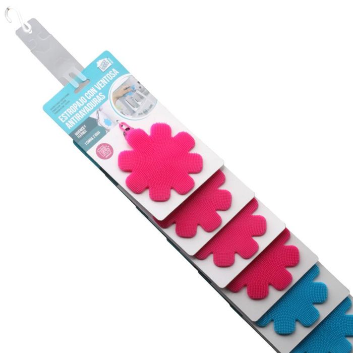 Je cherche une Idee Estropajo Flor Silicona Pack 12 Unidades Colores Surtidos 2 Caras con Ventosa 3