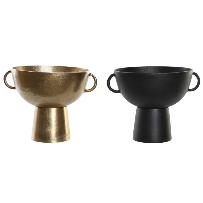 DKD Home Decor Jarron Moderno Decorativo de Aluminio Negro y Dorado con Asa. 2 Unidades, 28x26x34 cm DKD Home Decor Jarron Moderno Decorativo de Aluminio Negro y Dorado con Asa. 2 Unidades, 28x26x34 cm